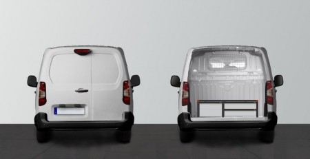 Dubbele laadvloer H:342 mm 4 laden voor Berlingo, Combo, Partner en Proace City L2 met standaardwand