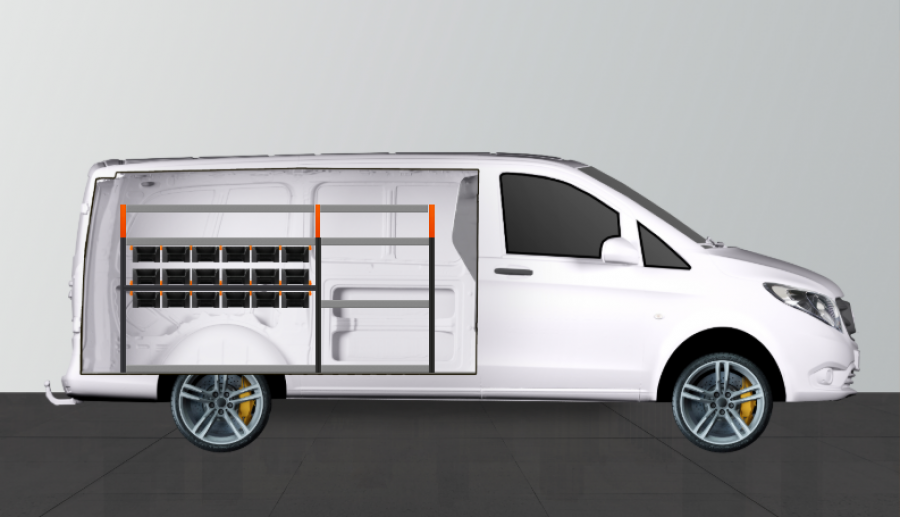 V-Rack Bedrijfswageninrichting Mercedes Vito Lang | Work System