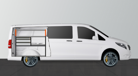 V-LS3 Bedrijfswageninrichting Mercedes Vito Mixto Extra Lang