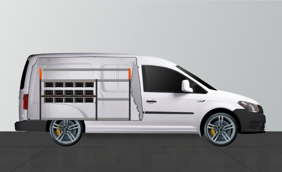 V-Rack Bedrijfswageninrichting VW Caddy Maxi | Work System