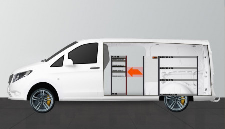 H-SDH4-420 Bedrijfswageninrichting voor Mercedes Vito Extra Lang