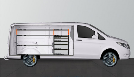 V-PRO Bedrijfswageninrichting voor Mercedes Vito Extra Lang
