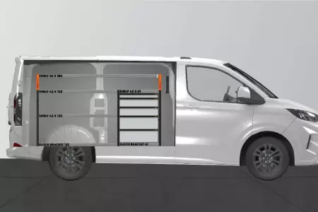 PRO5 bedrijfswageninrichting voor Ford Custom & VW Transporter L1